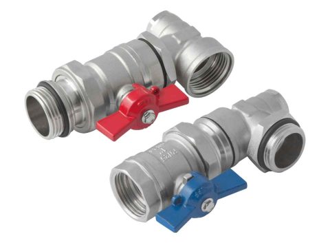 Сферични кранове комплект 2бр с холендър ъглови 1″ KAN-Therm