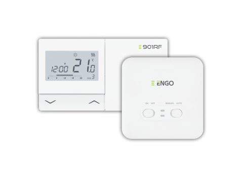 ENGO Термостат безжичен на батерии програмируем захранване приемник на 230V подходящ за подово, отопление / охлаждане