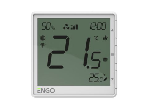 ENGO Контролер за вентилаторни конвектори и подово измерва и влага жично свързване 230V бял безжична комуникация WiFi изходи 230V