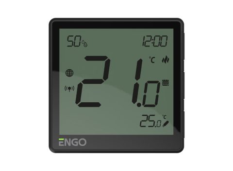 ENGO Термостат черен цифров Smart жичен със ZigBee комуникация измерва и влажност захранване 230V вградено реле ON-OFF