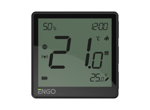 ENGO Термостат черен цифров Smart безжичен със ZigBee комуникация измерва и влажност вградена батерия захранване с Type-C 5V DC