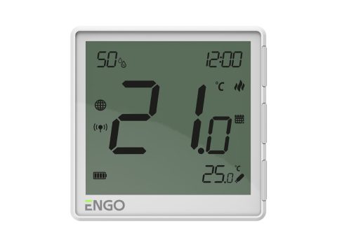 ENGO Термостат бял цифров Smart безжичен със ZigBee комуникация измерва и влажност вградена батерия захранване с Type-C 5V DC