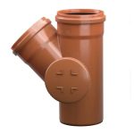 PVC Разклонител 45° с ревизия от дясно за канализация