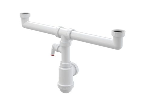 Alca Двоен сифон за кухня PP бутилков 11/2″ ф50/40мм щуцер A448P