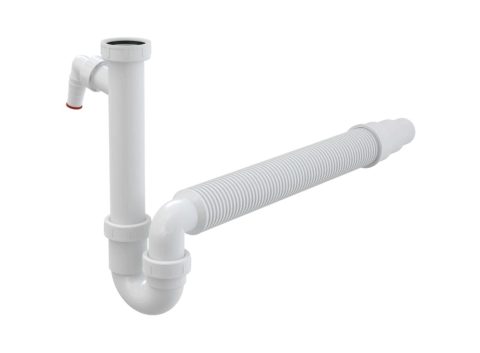 Alca Сифон за кухня PP тръбен 11/2″ ф50мм с гъвкава връзка и щуцер A83-DN50/40