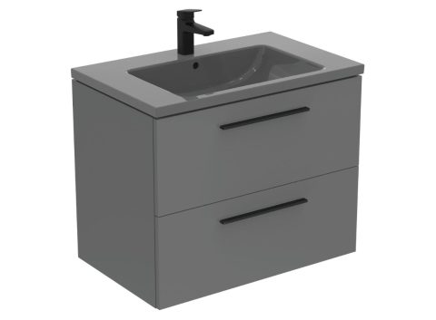 Ideal Standard I.LIFE B Шкаф за мивка с две чекмеджета 80см кварцов сив мат T5272NG