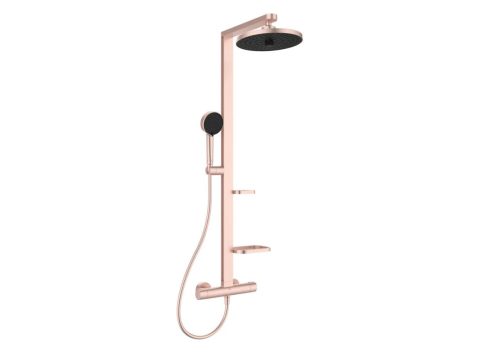 IDEAL STANDARD CERATHERM ALU+ Душ система със стенен термостатен смесител за душ 2-функционална душ глава Ø260мм 2-функционален ръчен душ розе