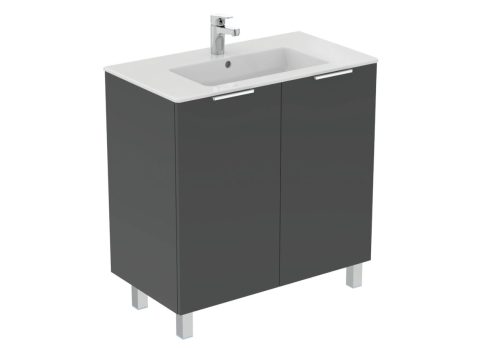Ideal Standard Eurovit+ Шкаф за баня 800х440х840мм с 2 вратички с меламиново покритие бял гланц R0262WG