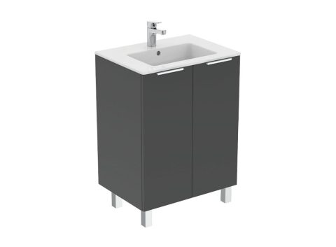 Ideal Standard Eurovit+ Шкаф за баня 600х440х840мм с 2 вратички с меламиново покритие сив гланц R0258TI