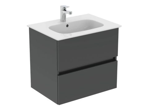 IDEAL STANDARD EUROVIT Шкаф за мивка 640x460x645мм с 2 чекмеджета с меламиново покритие сив гланц R0259TI