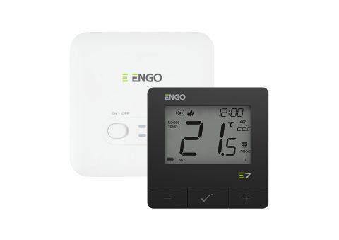 ENGO Термостат черен безжичен RF програмируем за подово, отопление/охлаждане 230V